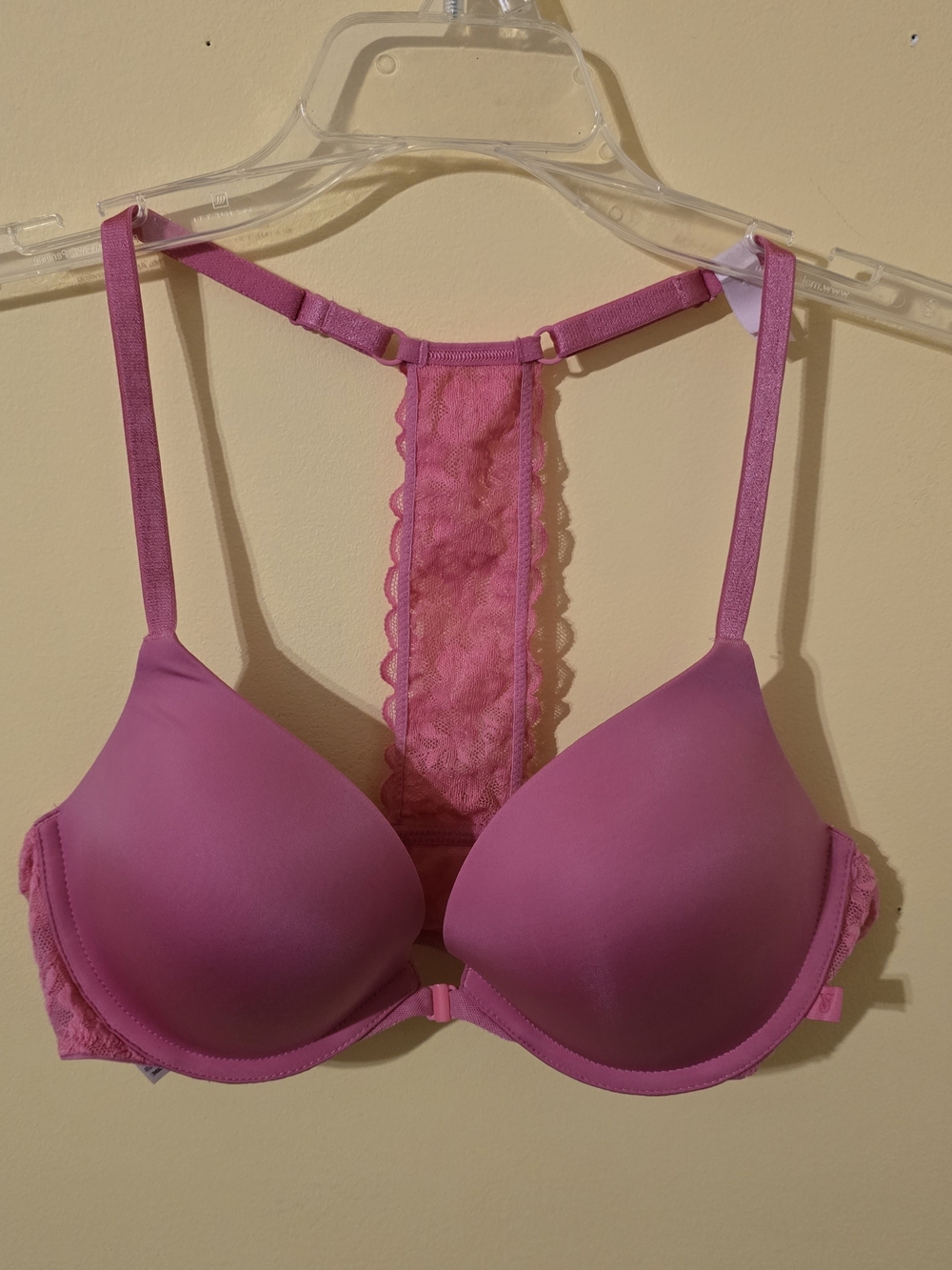 Victoria's Secret Hot Pink Lace Racerback T-Shirt Bra